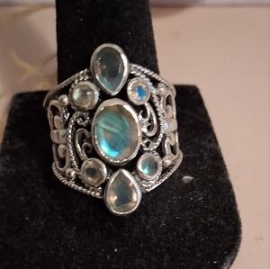 LABRADORITE RING 925 STERLING SILVER SIZE 8.5